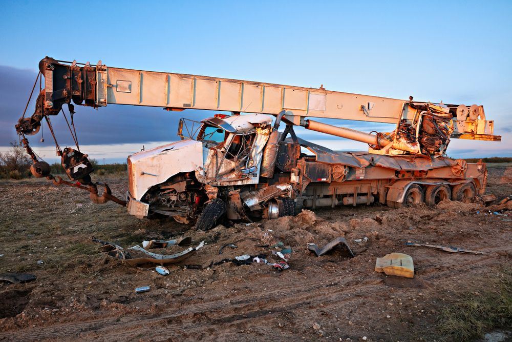excavator truck parked in a field